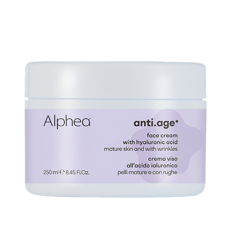 Alphea Crema Viso all’Acido Ialuronico, Ridensificante Anti-Rughe, 250ml
