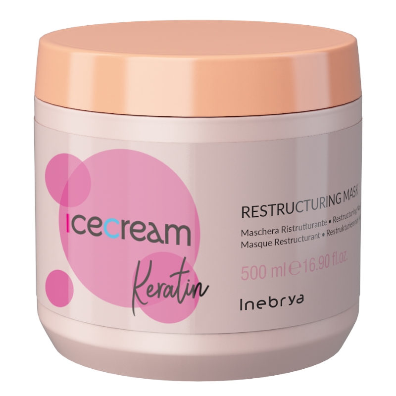 Inebrya Ice Cream Keratin Restructuring Mask, Maschera Ristrutturante Anti-Crespo alla Cheratina, 500ml - 1000ml