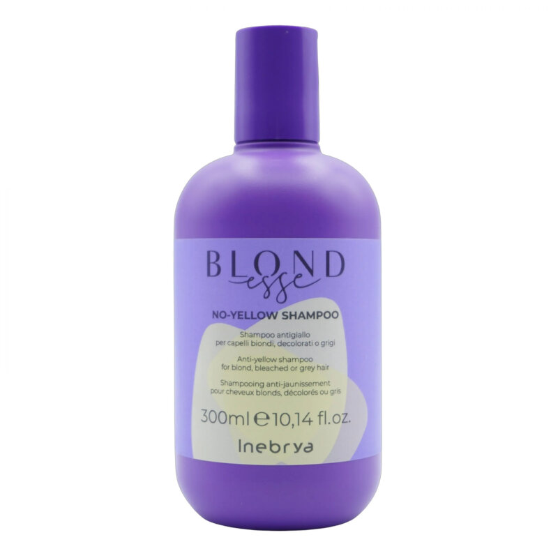 Inebrya Blondesse No-Yellow Shampoo, Antigiallo per Capelli Biondi Decolorati e Grigi, 300ml - 1000ml
