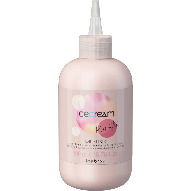 Inebrya Ice Cream Keratin Oil Elixir, Olio Ristrutturante Condizionante alla Cheratina, 200ml