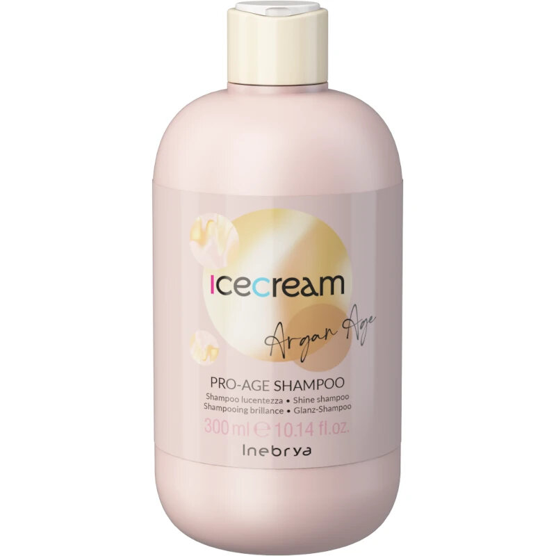 Inebrya Ice Cream Argan Age Pro-Age Shampoo, Lucentezza Anti-Invecchiamento Anti-Crespo con Argan, 300ml - 1000ml