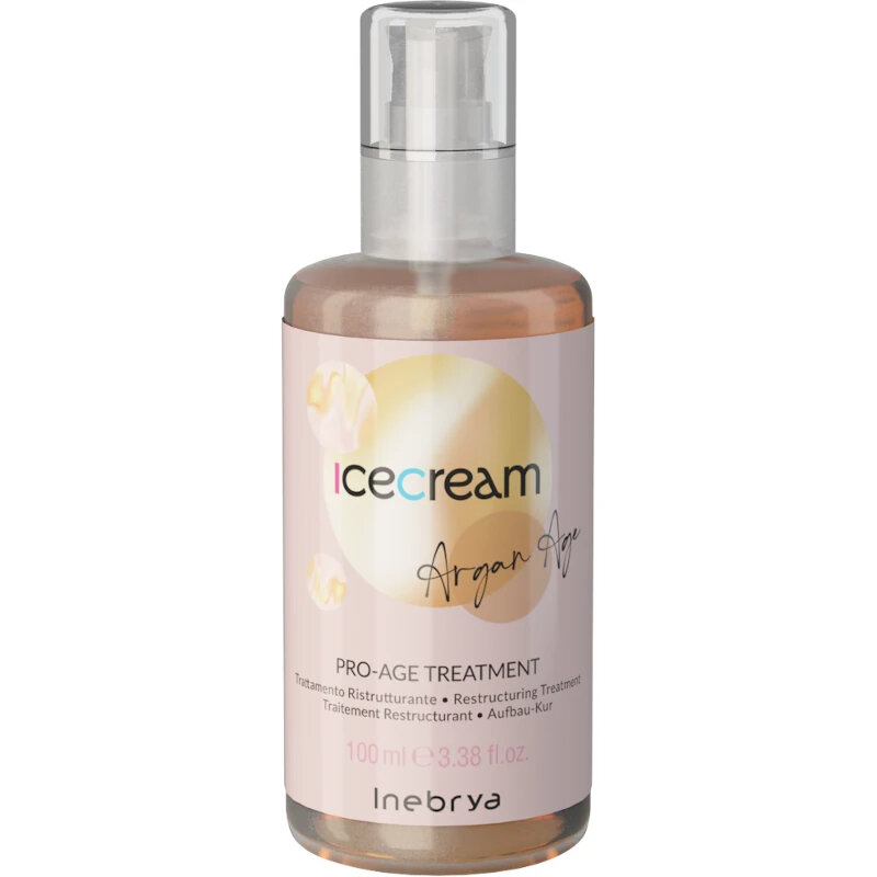 Inebrya Ice Cream Argan Age Pro-Age Treatment, Olio Ristrutturante Anti-Invecchiamento Anti-Crespo con Argan, 100ml