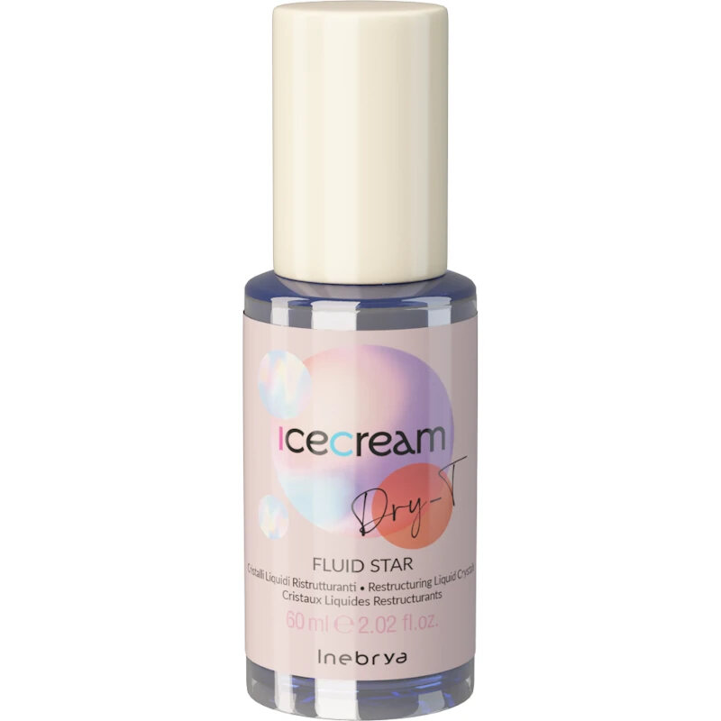 Inebrya Ice Cream Dry-T Fluid Star, Cristalli Liquidi Ristrutturanti per Capelli Secchi Crespi e Trattati, 60ml