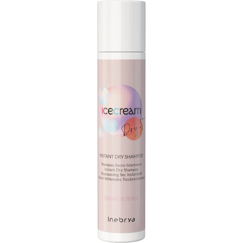 Inebrya Ice Cream Dry-T Instant Dry Shampoo, Nutriente Secco Istantaneo per Capelli Secchi Crespi e Trattati, 200ml