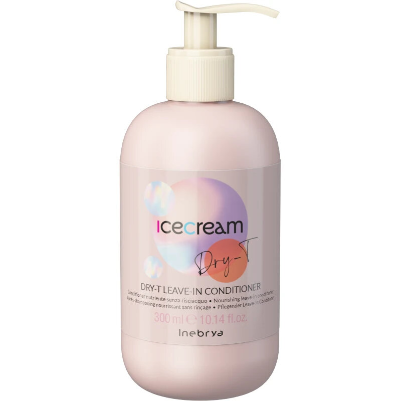 Inebrya Ice Cream Dry-T Dry-T Leave-In Conditioner, Maschera Balsamo Nutriente senza Risciacquo per Capelli Secchi Crespi e Trattati, 300ml