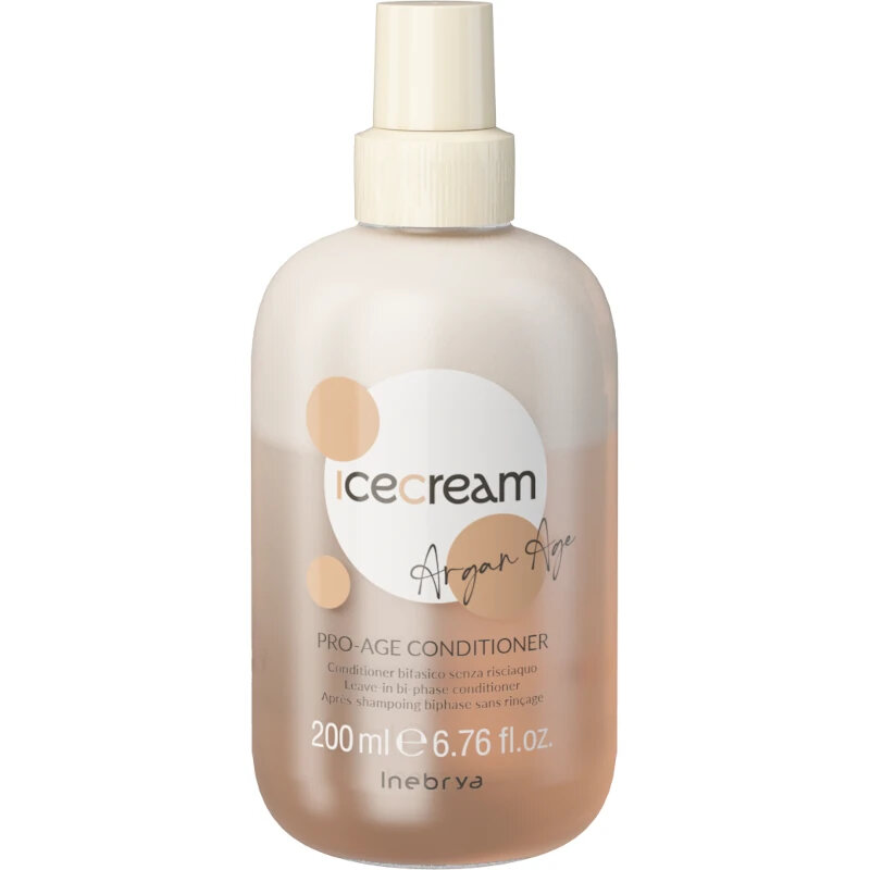 Inebrya Ice Cream Argan Age Pro-Age Conditioner, Condizionatore Bifasico senza Risciacquo con Argan, 200ml