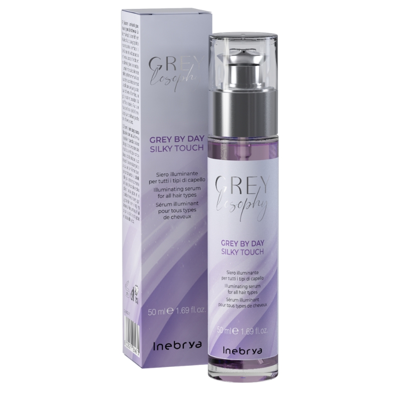 Inebrya Greylosophy Grey by Day Grey By day Silky Touch, Siero Illuminante per Tutti i Capelli, 50ml