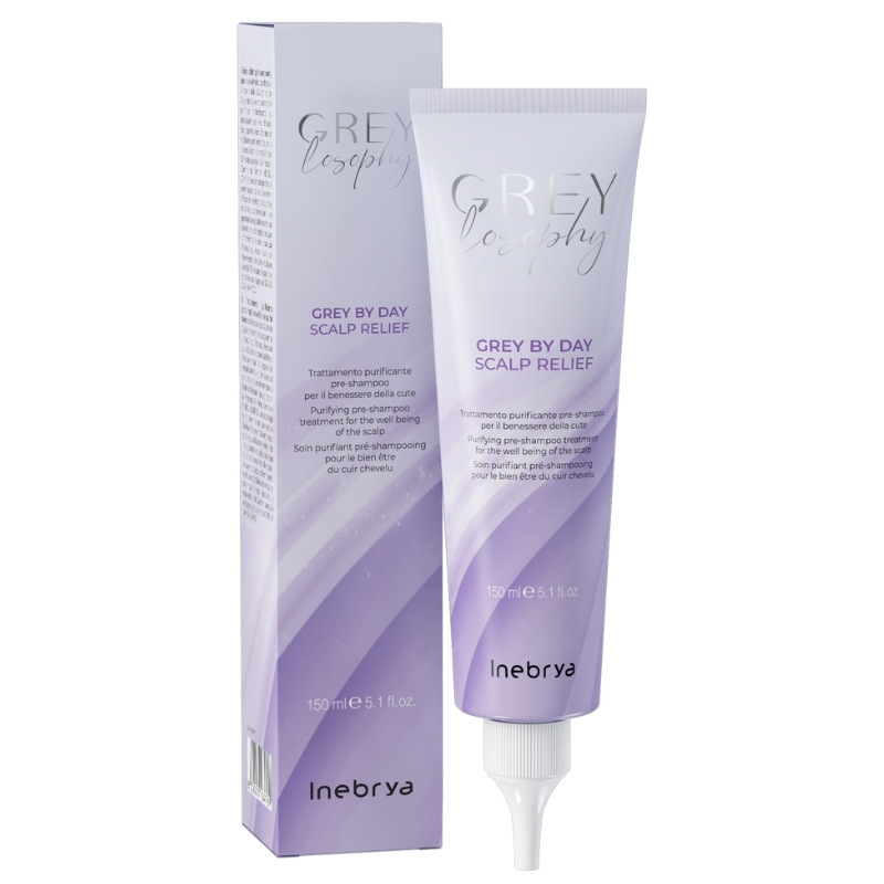 Inebrya Greylosophy Grey by Day Grey By Day Scalp Relief, Trattamento Purificante Pre-Shampoo per La Cute, 150ml