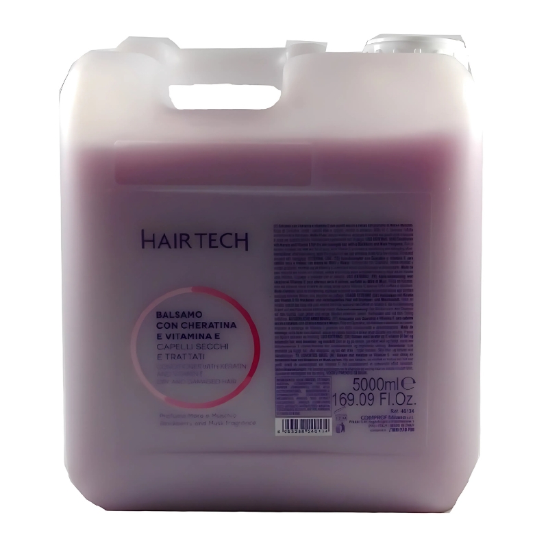 Hair Tech Balsamo con Cheratina e Vitamina E, Condizionante per Capelli Secchi e Trattati, 5000ml