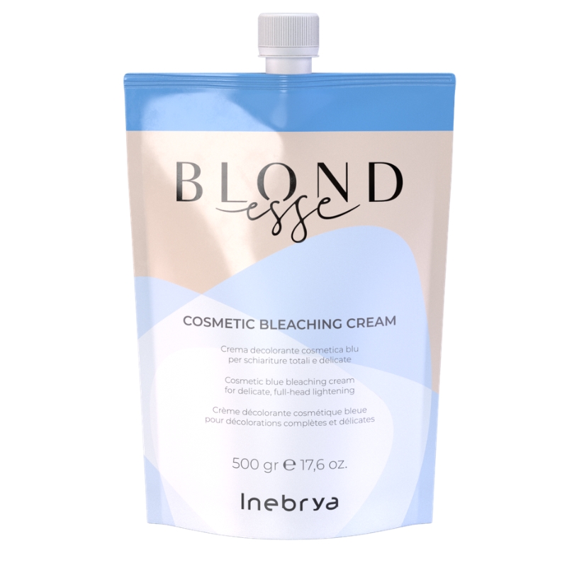 Inebrya Blondesse Deco Cosmetic Bleaching Cream, Crema Decolorante Cosmetica Blu per Schiariture Totali e Delicate, 500Gr