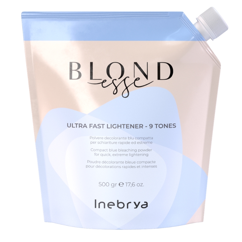 Inebrya Blondesse Deco Ultra Fast Lightener - 9 Tones, Polvere Decolorante Blu per Schiariture rapide ed Estreme, 500Gr