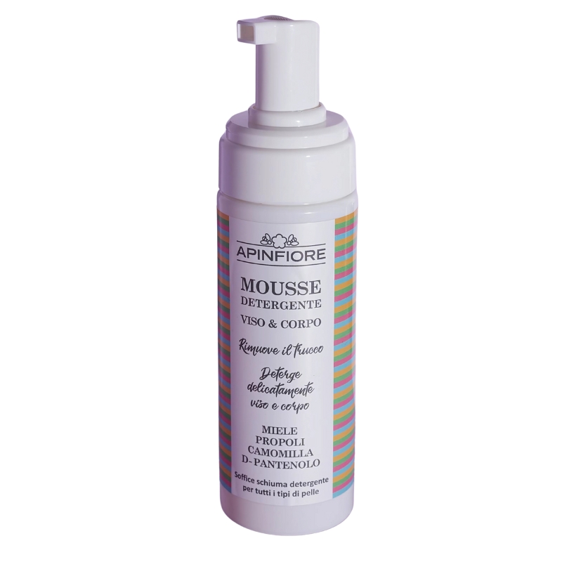 Apinfiore Mousse Detergente Viso e Corpo, Rimuovi Trucco Delicato, 150ml
