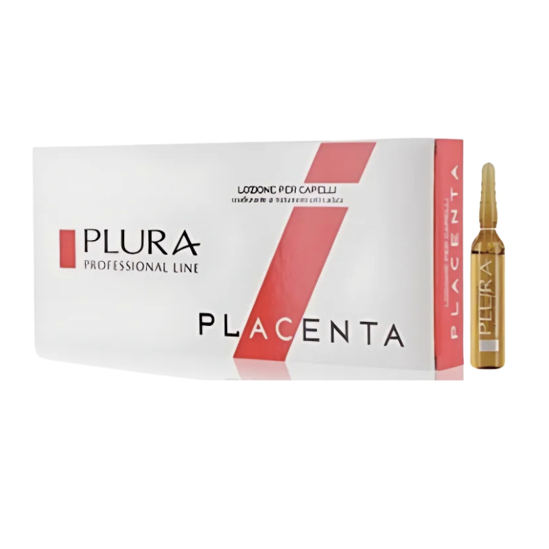 Plura Professional Line Placenta, Lozione per Capelli in Fiale 10x10ml