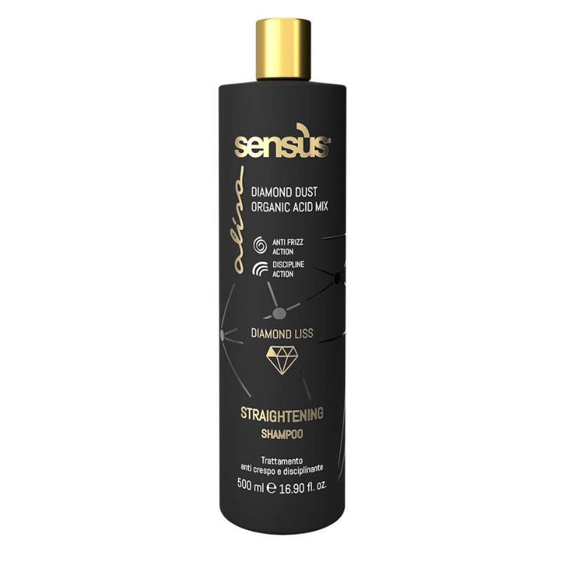 Sensus Alisa Straightening Shampoo, Trattamento Anti-Crespo e Disciplinante Estratto di Diamante, 500ml