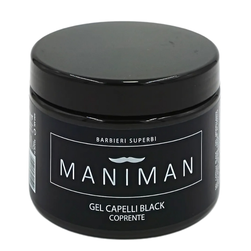 ManiMan Gel Capelli Black Coprente, Modellante Riflessante Tonalizzante per Capelli Grigi, 500ml