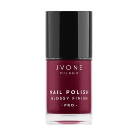 Jvone Milano Nail Polish Glossy Finish 128 Dark Cherry, Smalto Coprente, 11ml