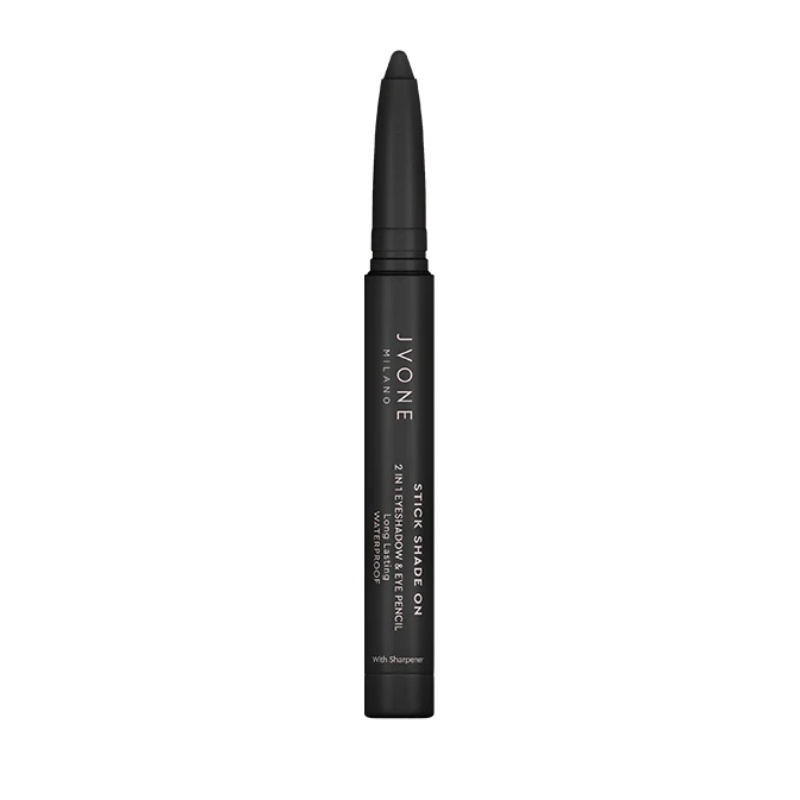 Jvone Milano Stick Shade On 2 in 1 Eyeshadow e Pencil 05 Black, Matita Waterproof , 1.4gr