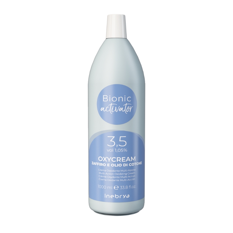 Inebrya Bionic Color Oxycream Activator, Ossigeno Crema Ossidante Multi-Azione Zaffiro e Olio di Cotone, 1000ml