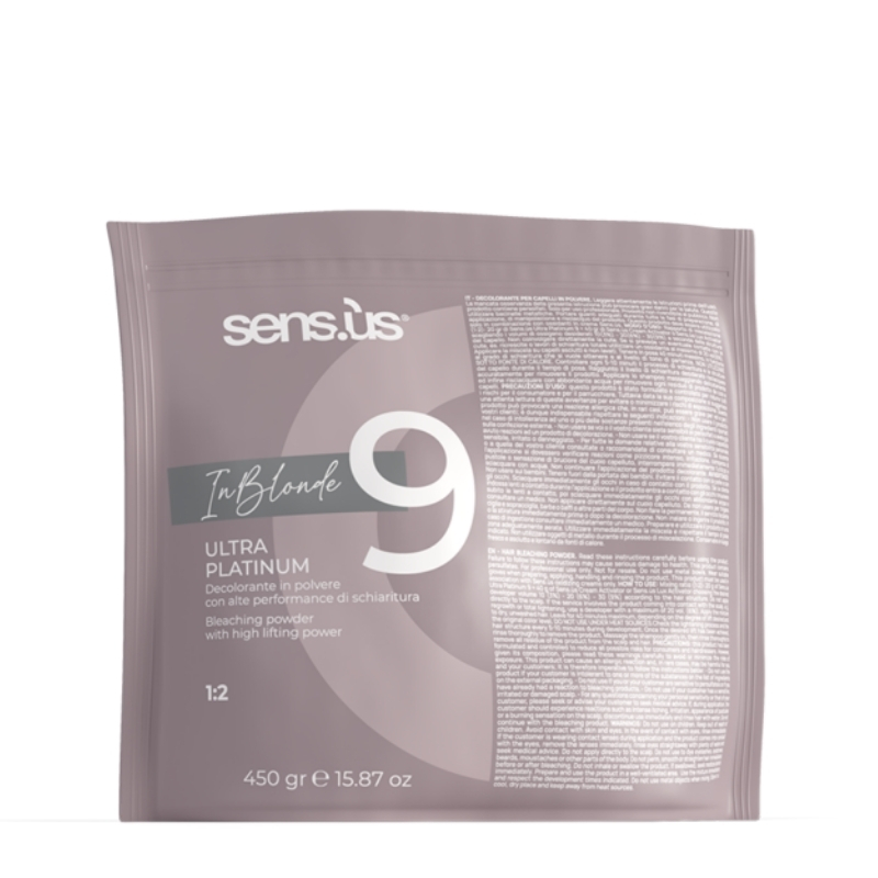 Sensus Inblonde Deco Ultra Platinum, Polvere Decolorante Grigia fino a 9 Toni, 450Gr