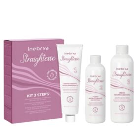 Inebrya Straightesse 3 Step Straightening Kit, Sistema Stirante Permanente Senza Ammoniaca, 150ml + 200ml