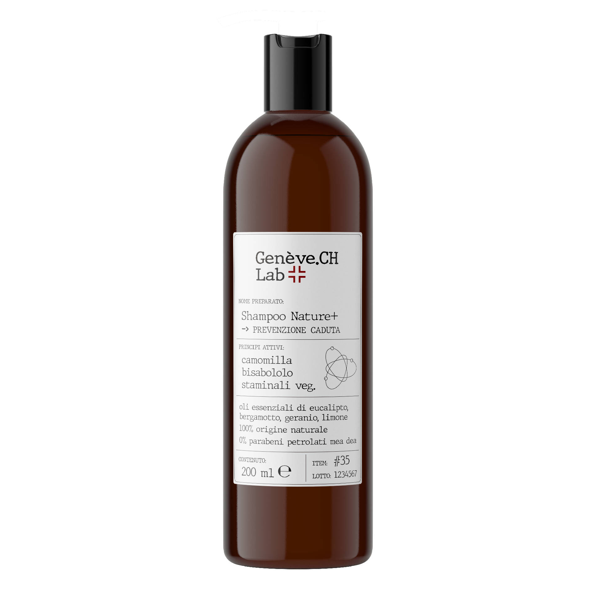 Genève.Ch Lab Shampoo Nature+ #35, Delicatezza che Riequilibra la Cute, 200ml