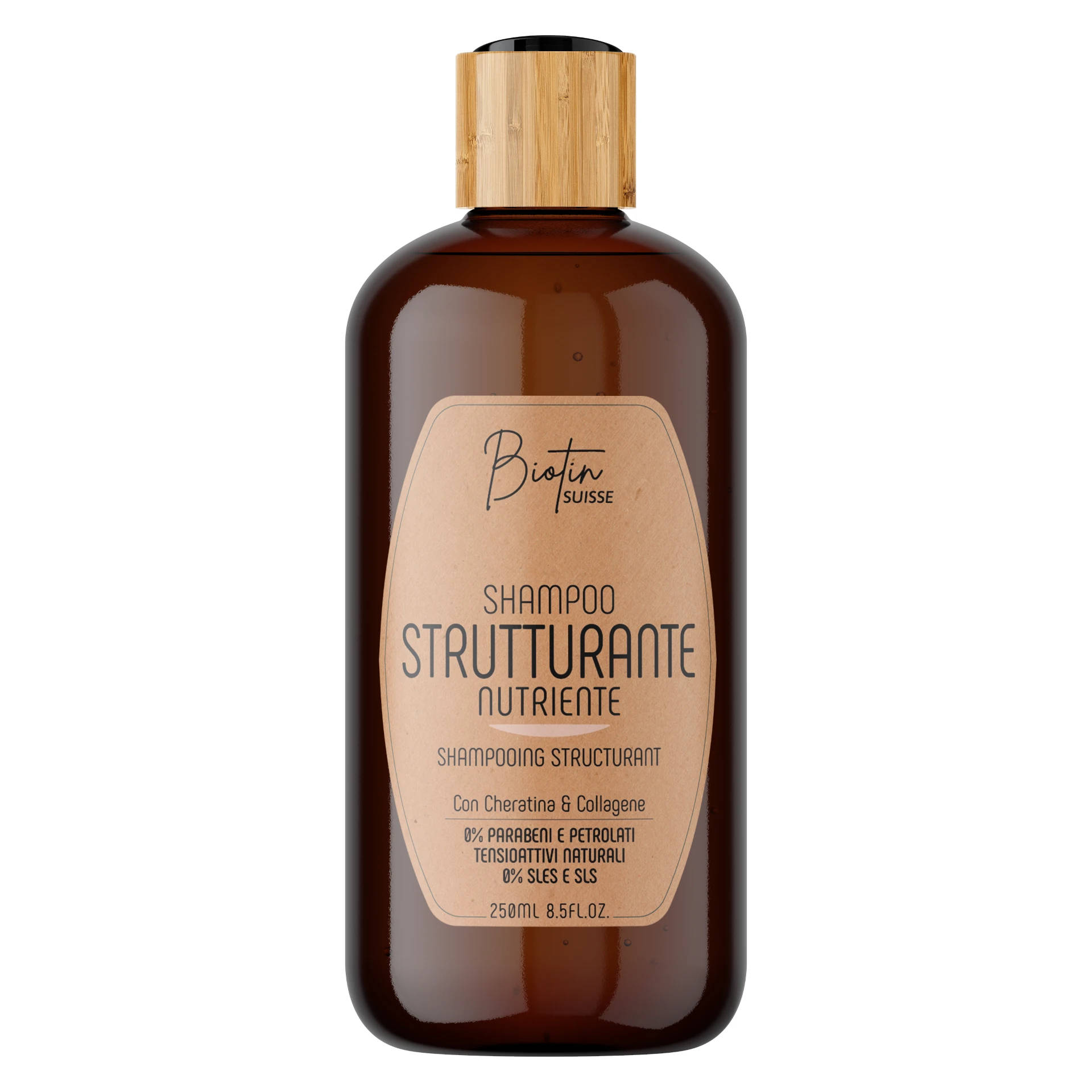 Biotin Suisse Shampoo Strutturante Nutriente, Rigenerazione Quotidiana per Capelli Sottili, 100 - 250 - 1000ml