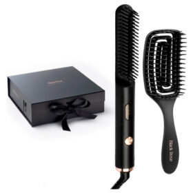 Labor Black Rose Luxury Hair Kit B227, Spazzola Termica Anticrespo + Piastra Lisciante Compatta