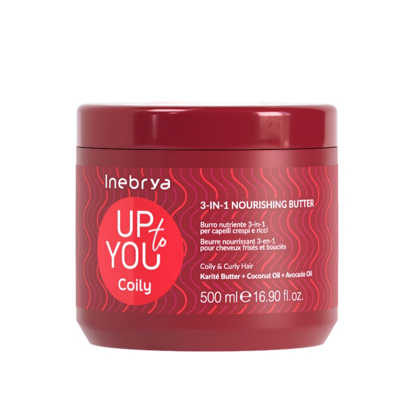 Inebrya Up to You Coily 3 in 1 Nourishing Butter, Burro Maschera Nutriente per Capelli Crespi e Ricci, 500ml